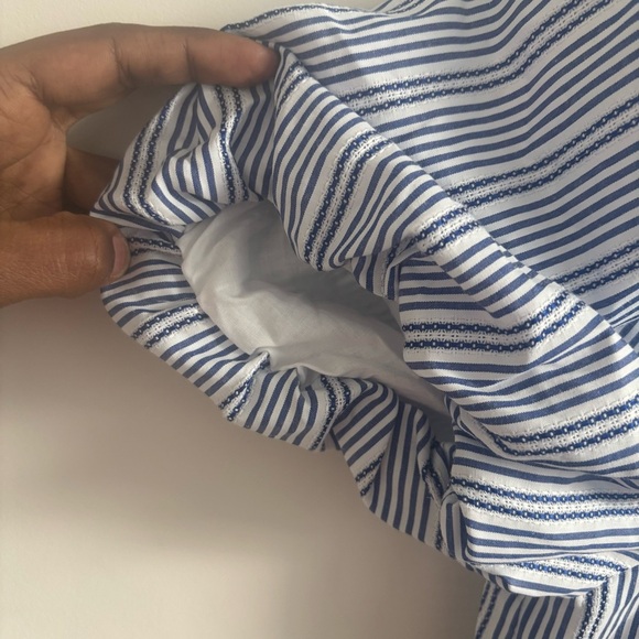 | Alex Marie Striped Puff Sleeve Dress Cottagecore Prairie Button Front Belted - Picture 6 of 8